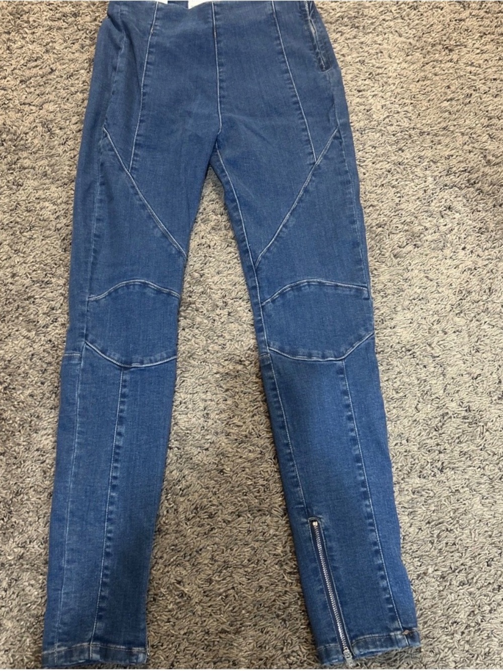 Free People Blue Skinny Moto-Style Jeans